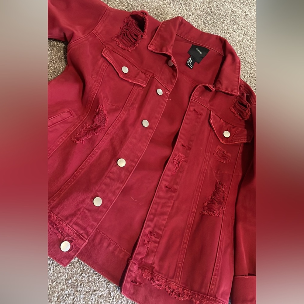 Red jean jacket